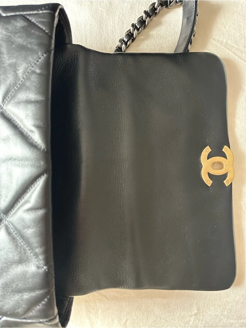 Chanel 19 Large Flap Bag – Black Shiny Lambskin